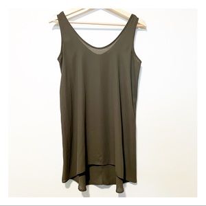 Sheer Olive Tunic-Length Tank, Size Small